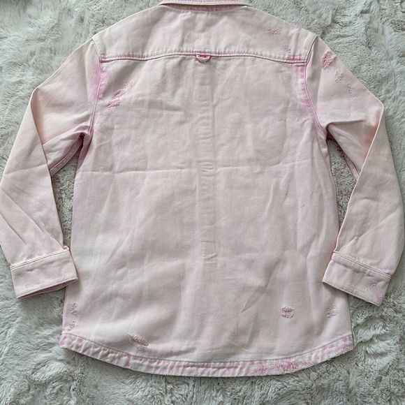 SER.O.YA Mariel Denim Button-Front Shirt Jacket Pink Size M - Picture 11 of 15